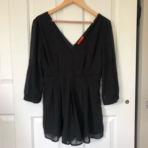 Black Romper with Mesh Sleeves